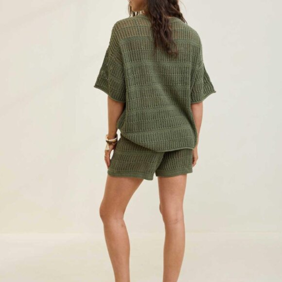 NWT Aerie Crochet Oversized Short Sleeve Sweater - Picture 3 of 4